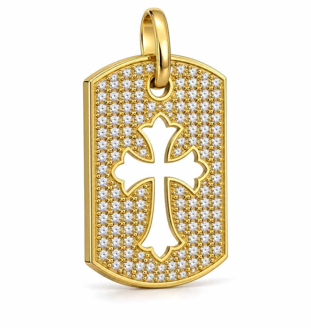 Cross Cutout Dog Tag Pendant, view 1