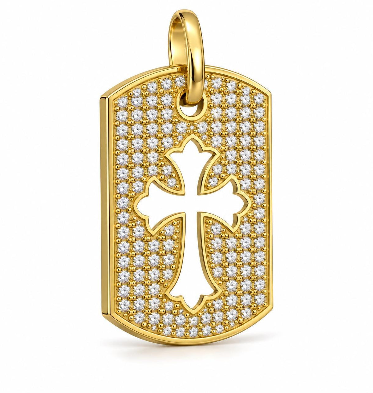 Cross Cutout Dog Tag Pendant, view 1
