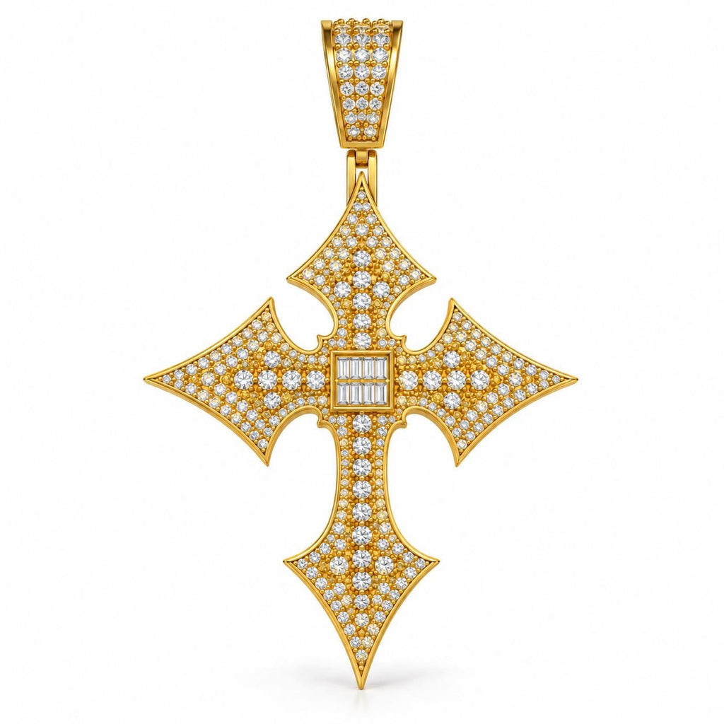 Pointed Baguette Cross Pendant, view 2