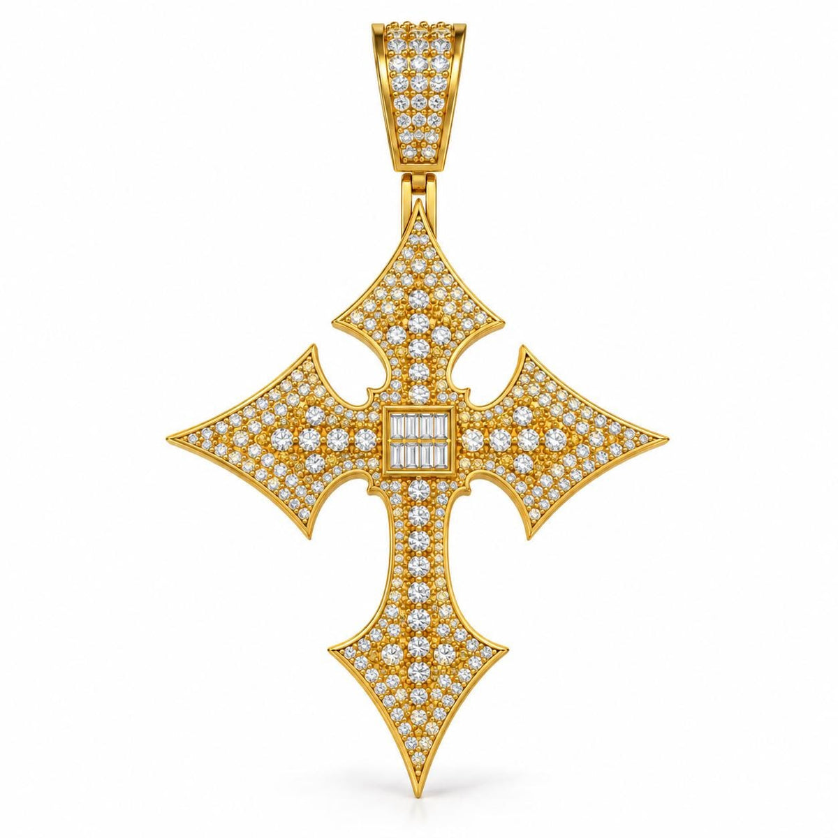 Pointed Baguette Cross Pendant, view 2