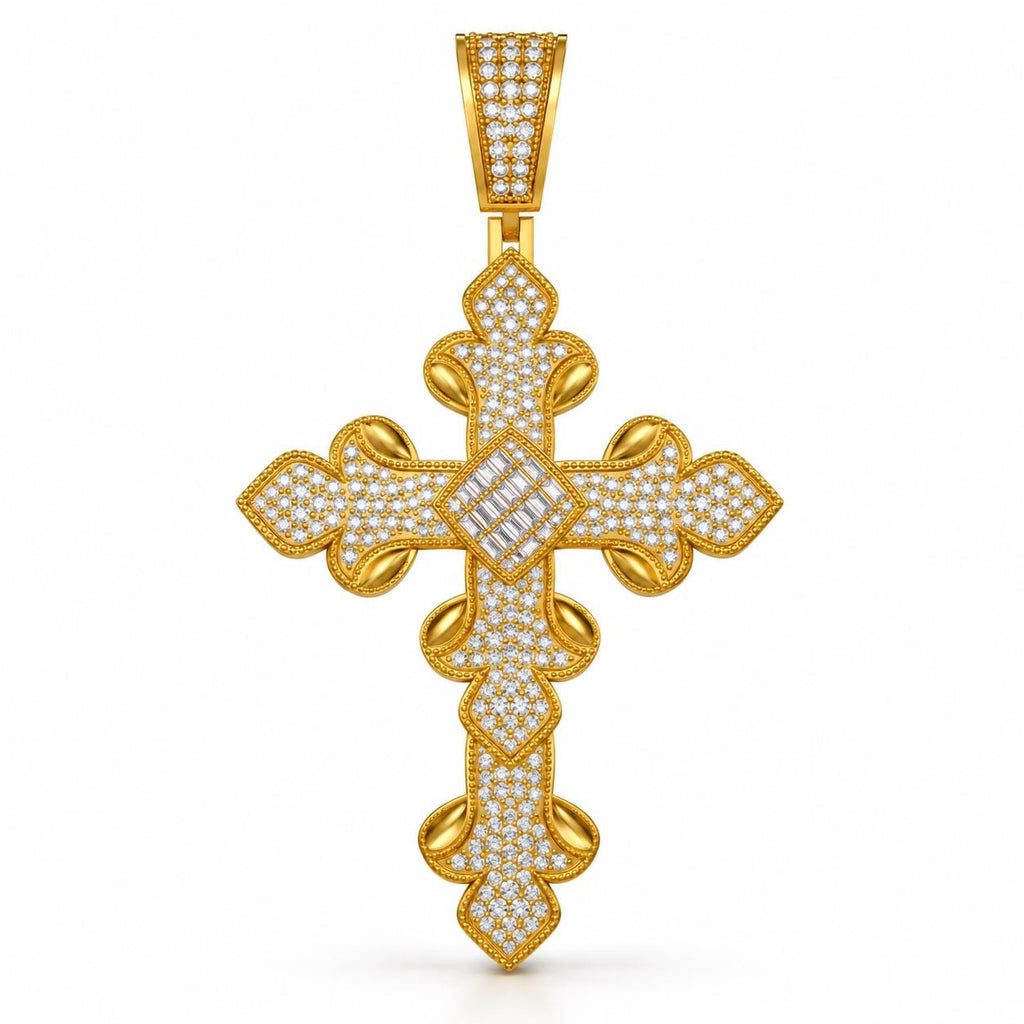 Ornate Fleur Cross Pendant, view 2