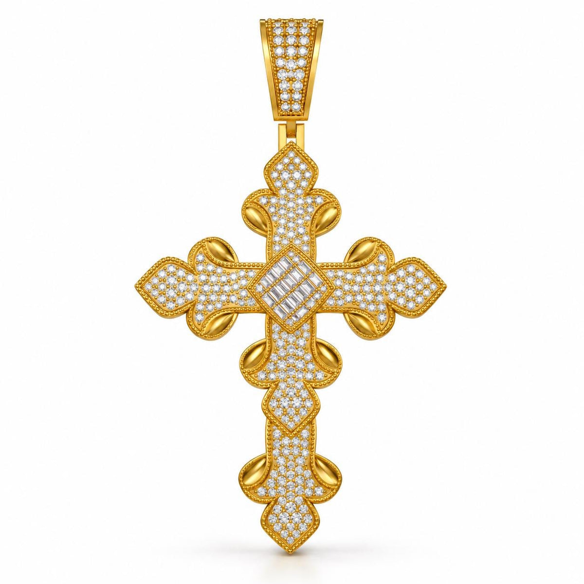 Ornate Fleur Cross Pendant, view 2