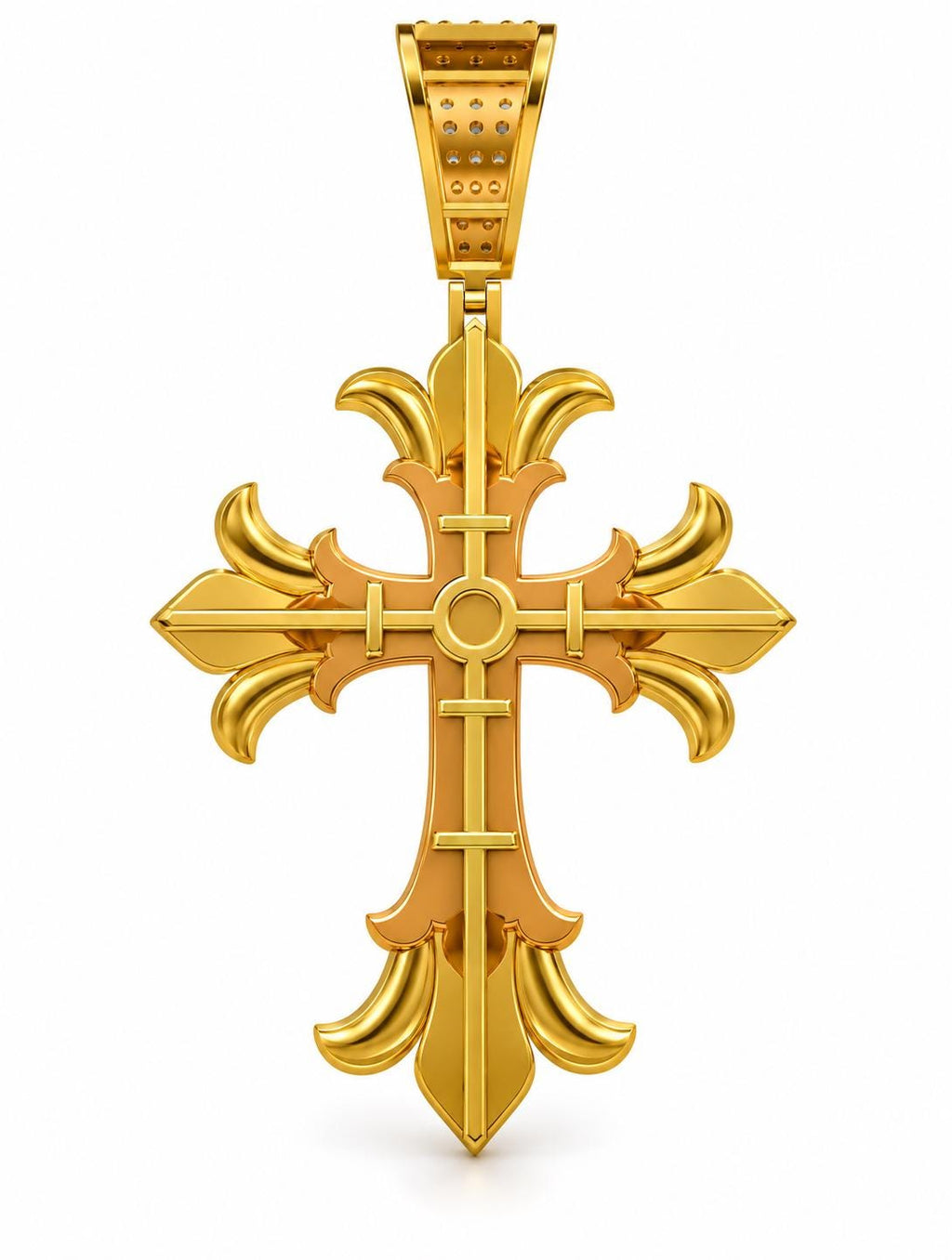 Fleur Scroll Cross Pendant, view 3