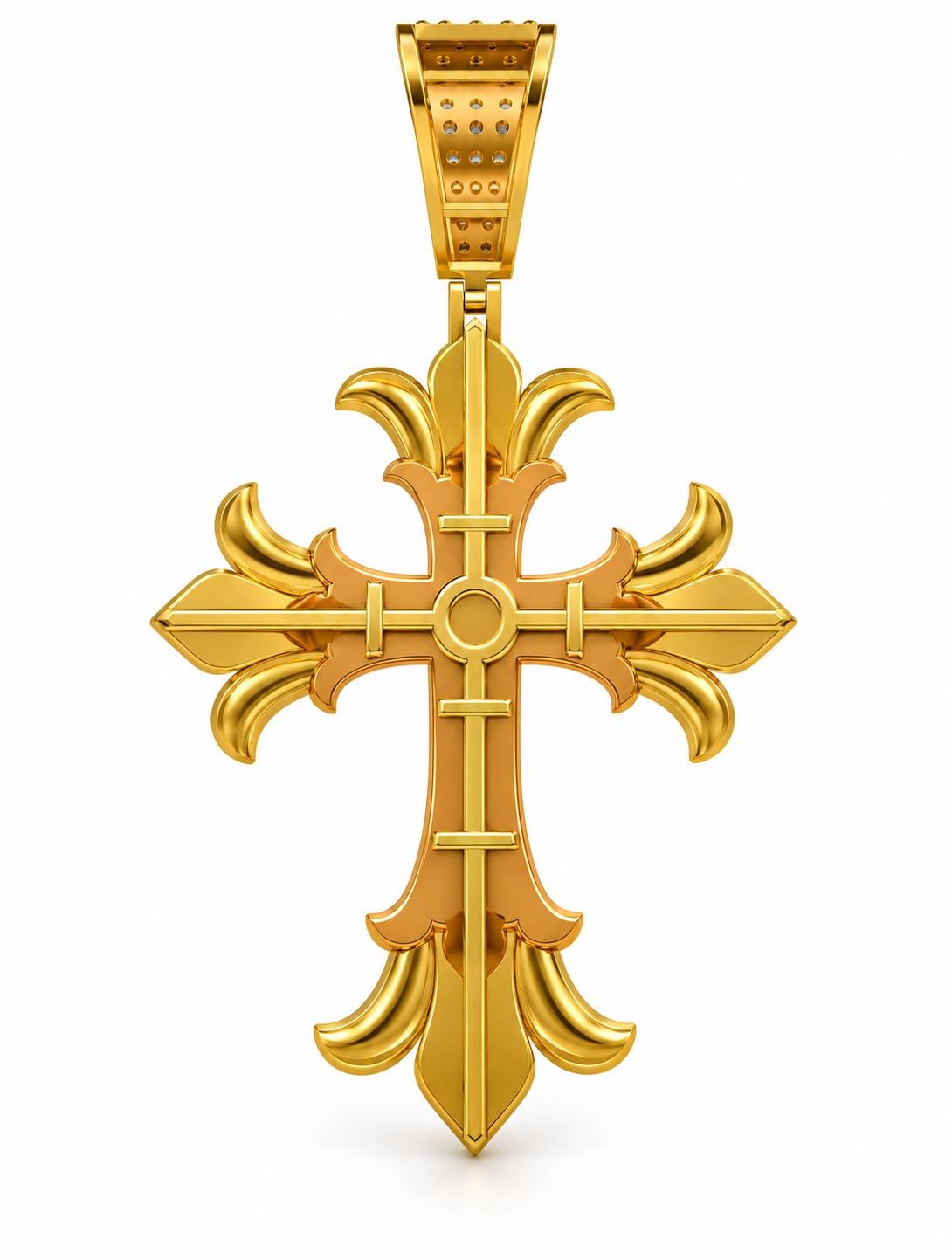 Fleur Scroll Cross Pendant, view 3