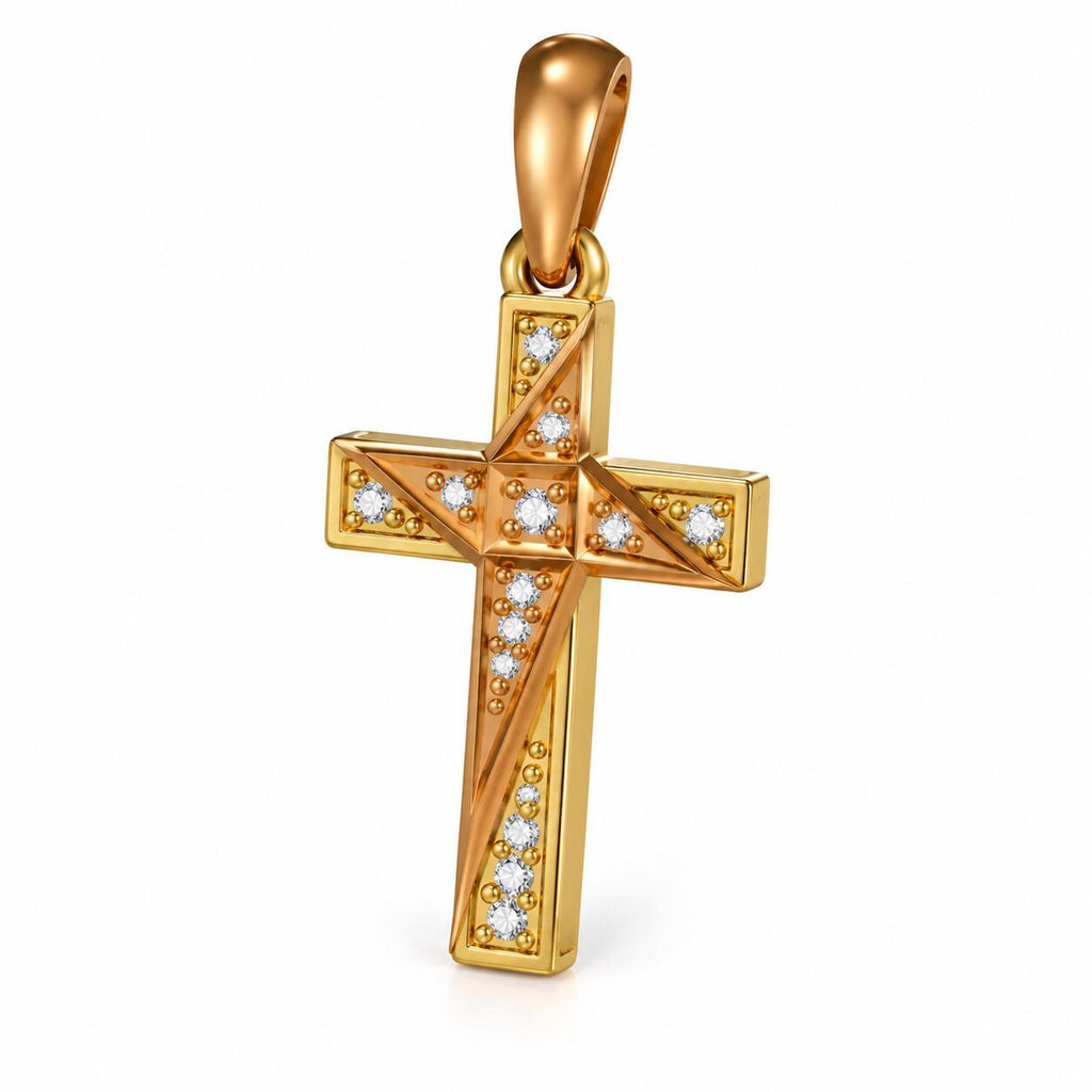 Small Geometric Cross Pendant, view 1