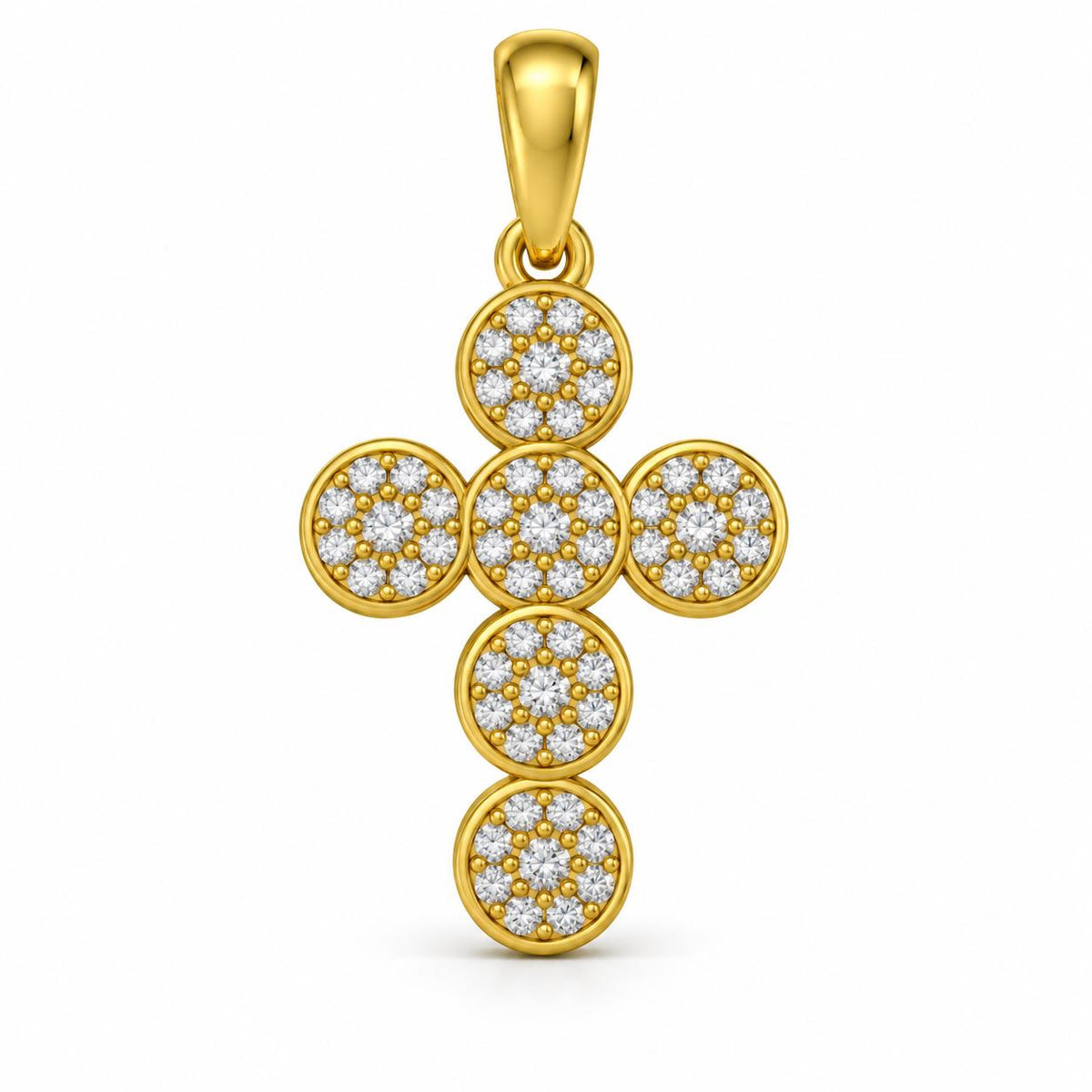 Round Cluster Cross Pendant, view 2