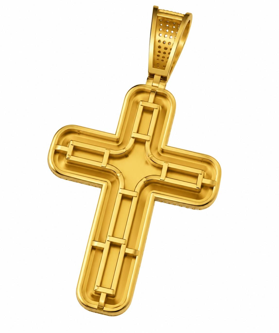 Rounded Pave Cross Pendant, view 3