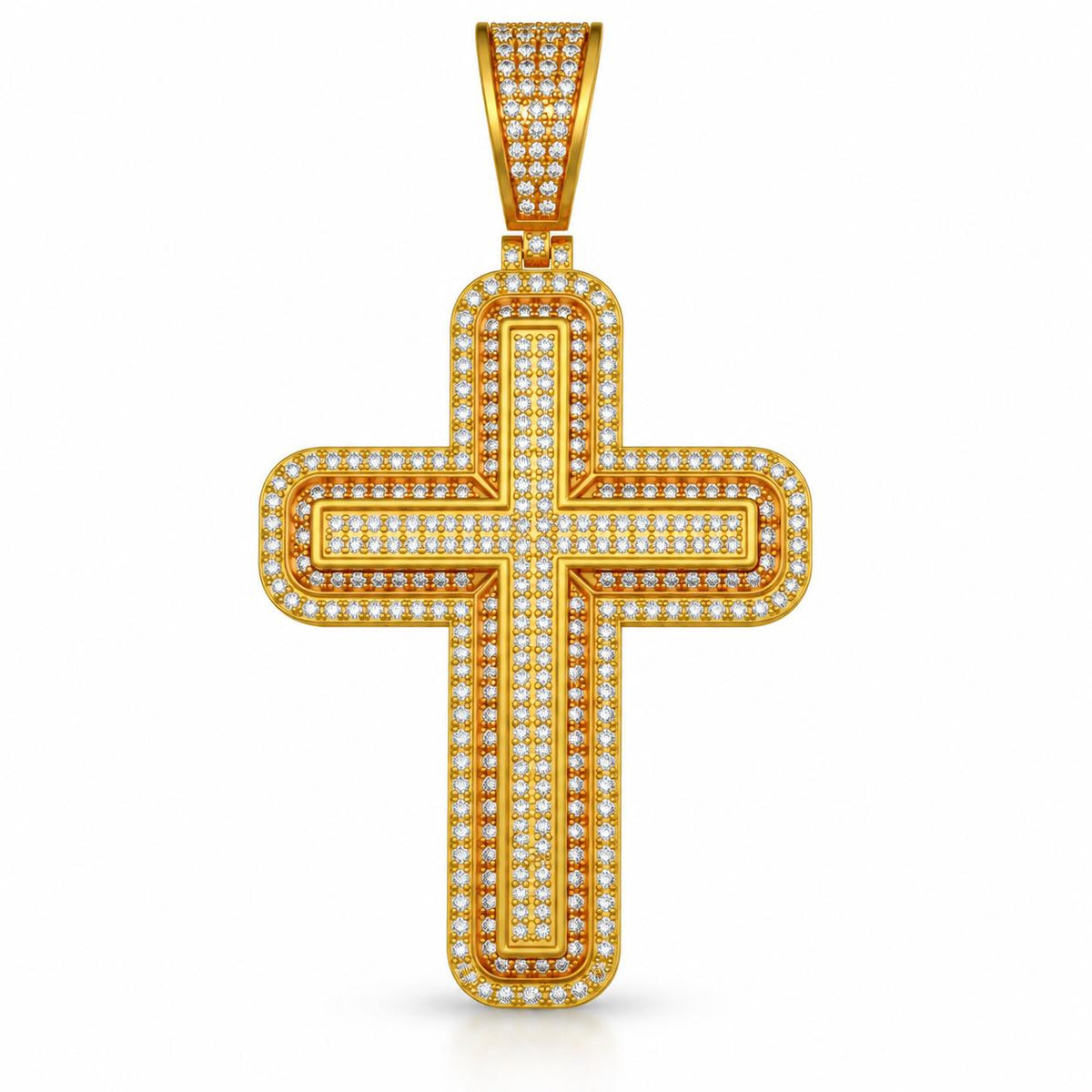 Rounded Pave Cross Pendant, view 2