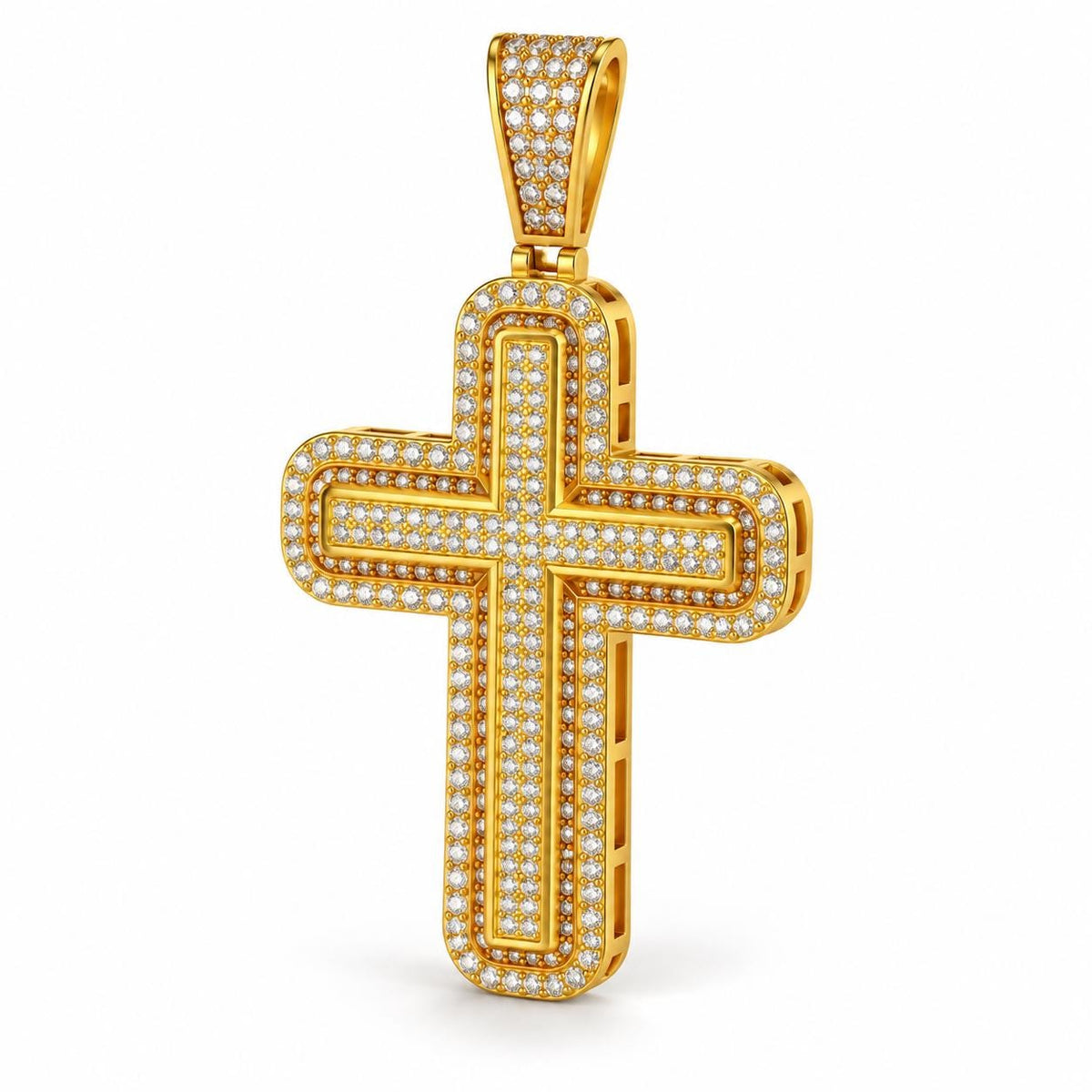 Rounded Pave Cross Pendant, view 1