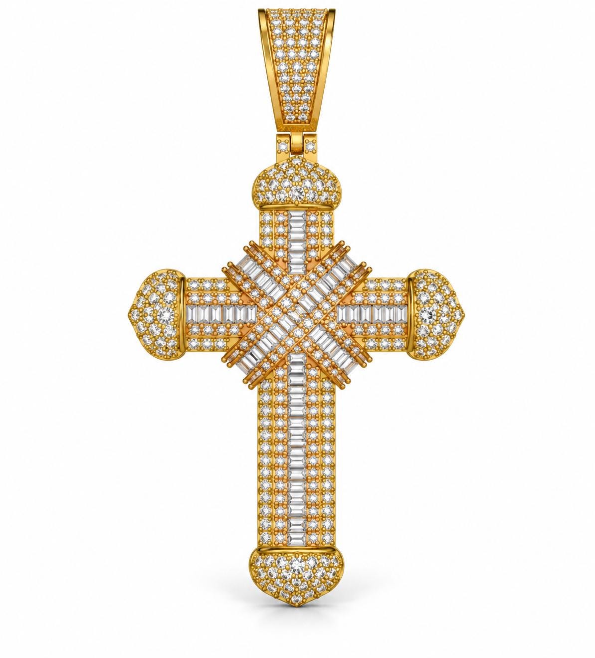 Baguette X Cross Pendant, view 2