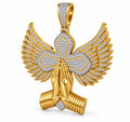 Winged Praying Hands Cross Pendant, view 1