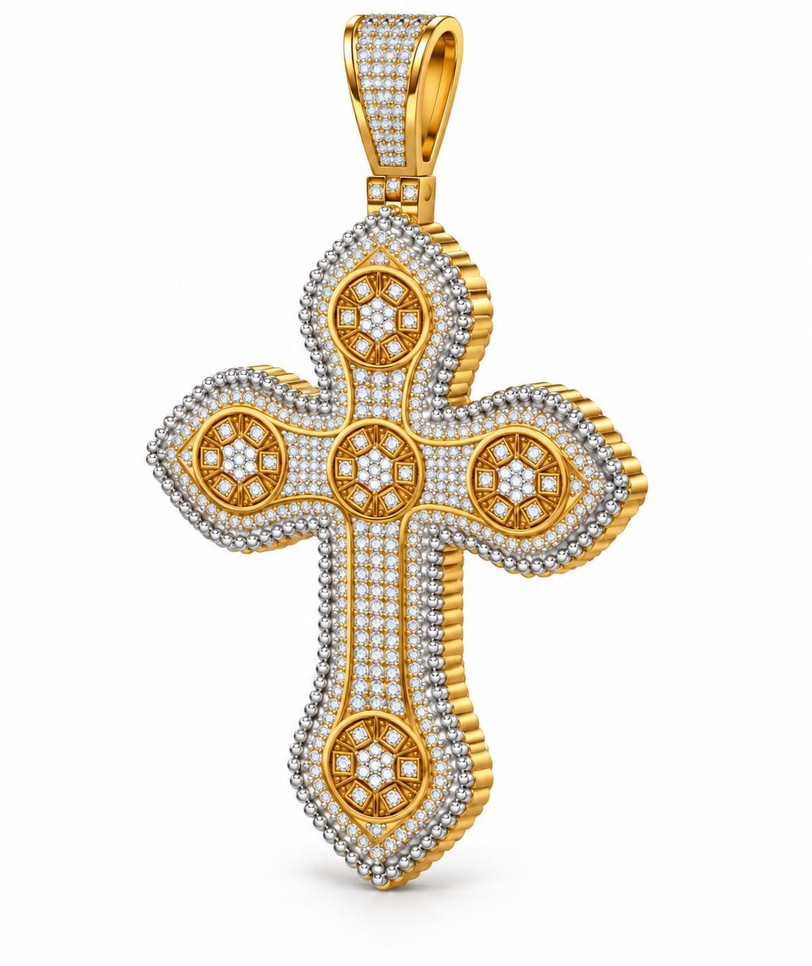 Rosette Cross Pendant, view 1