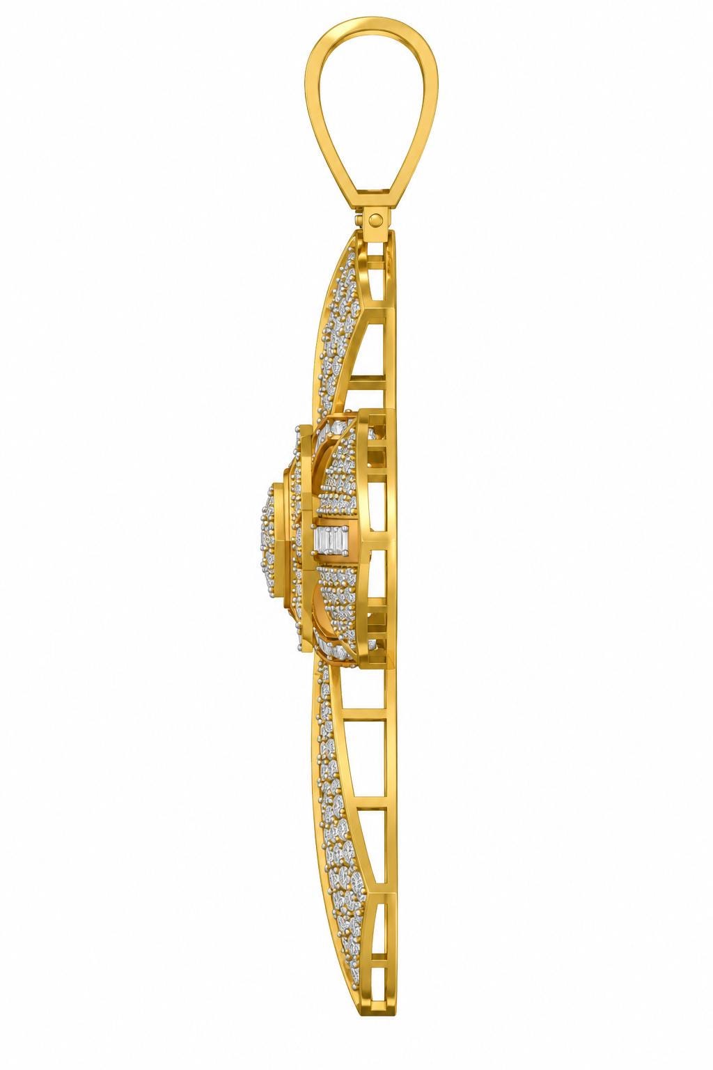Baguette Fan Cross Pendant, view 4