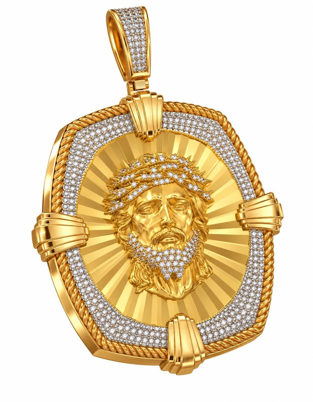 Jesus Sunburst Medallion Pendant, view 1