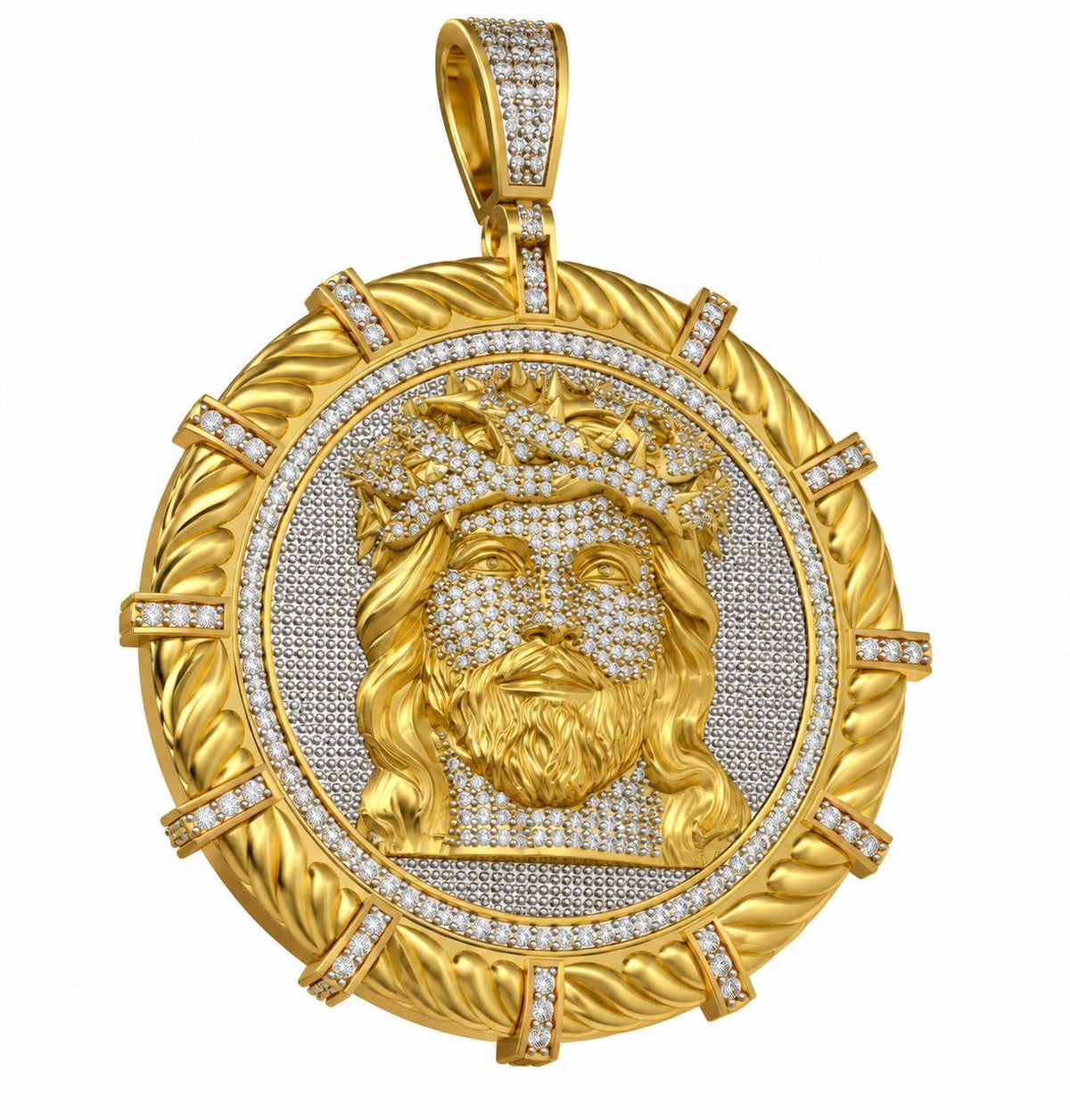 Round Jesus Crown Pendant, view 1