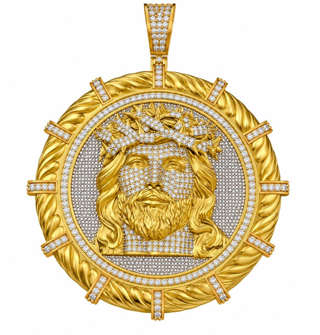 Round Jesus Crown Pendant, view 2