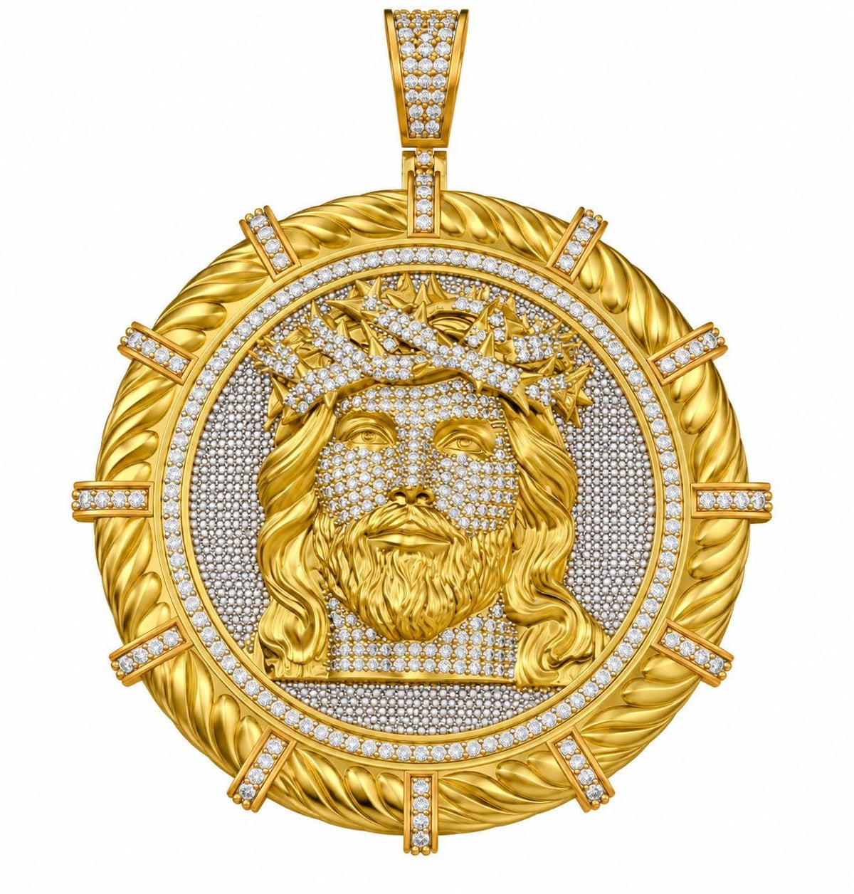 Round Jesus Crown Pendant, view 2