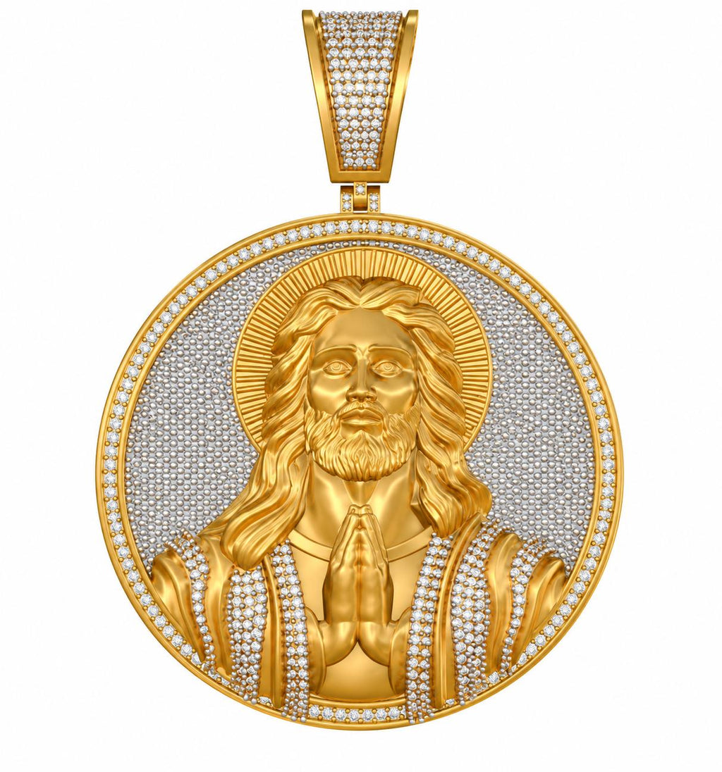 Praying Jesus Medallion Pendant, view 2