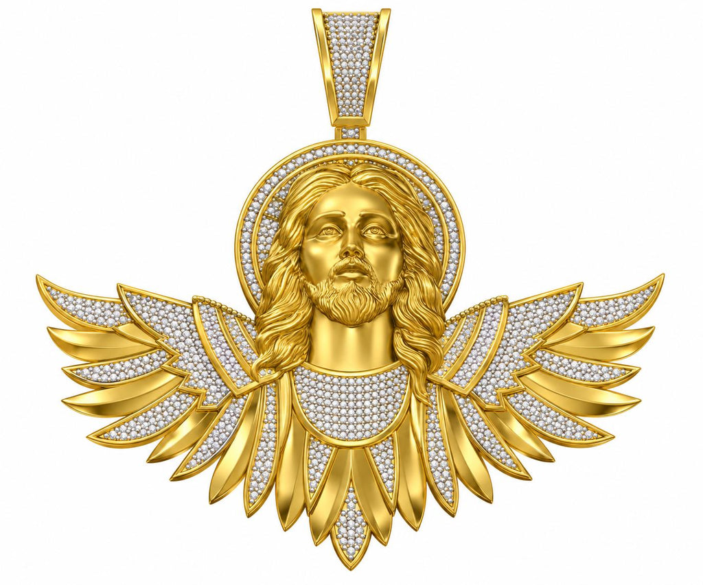Winged Jesus Bust Pendant, view 2