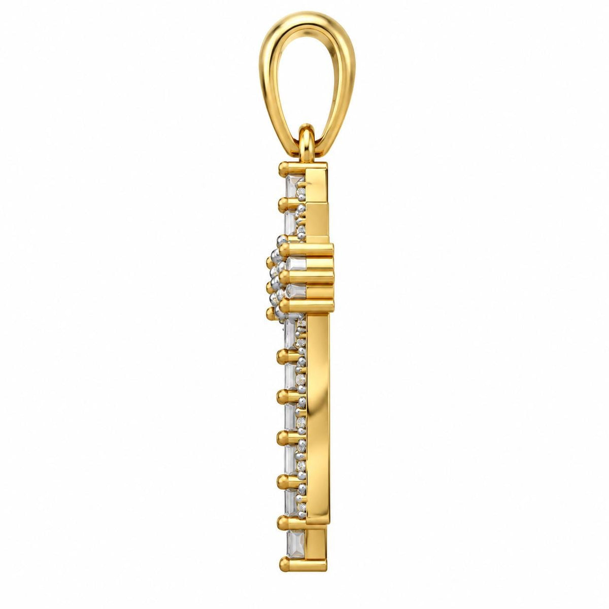 Small Baguette Cross Pendant, view 4