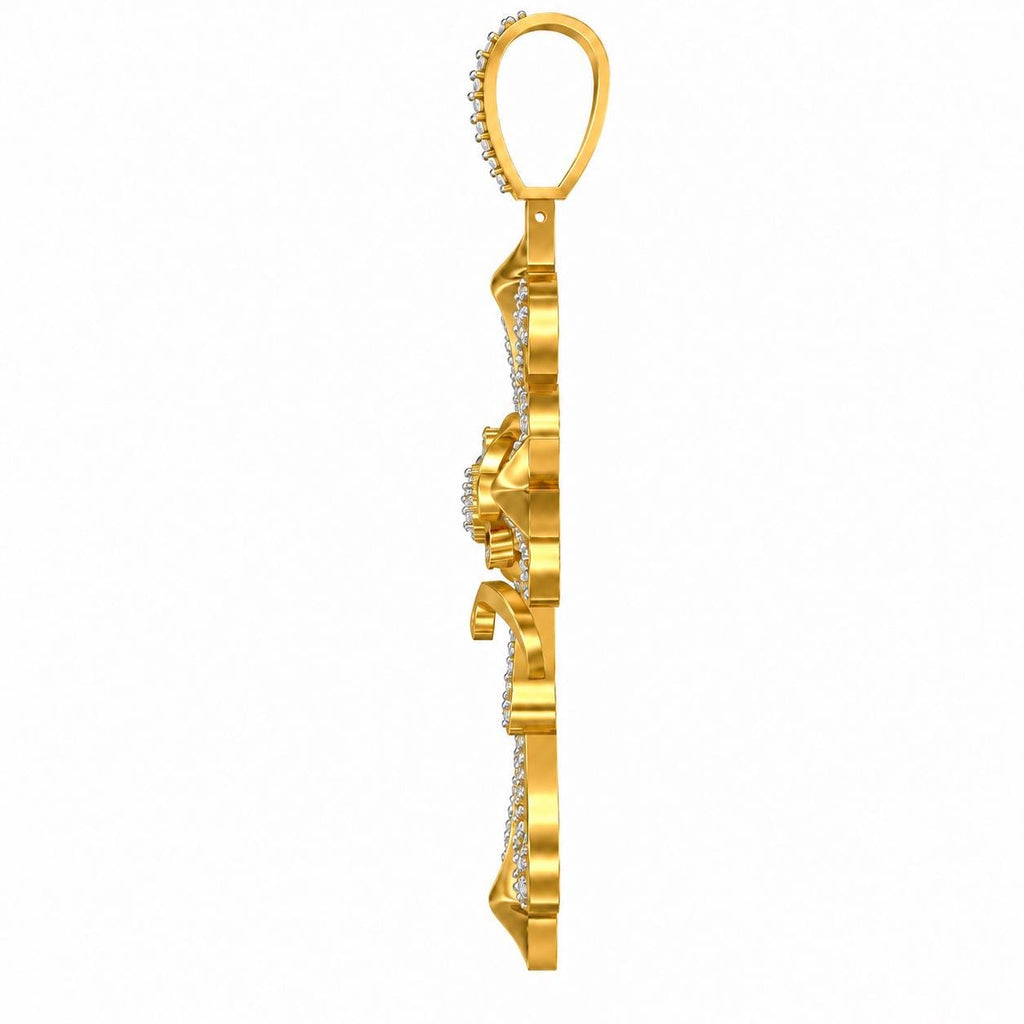 Ornate Baguette Halo Cross Pendant, view 4