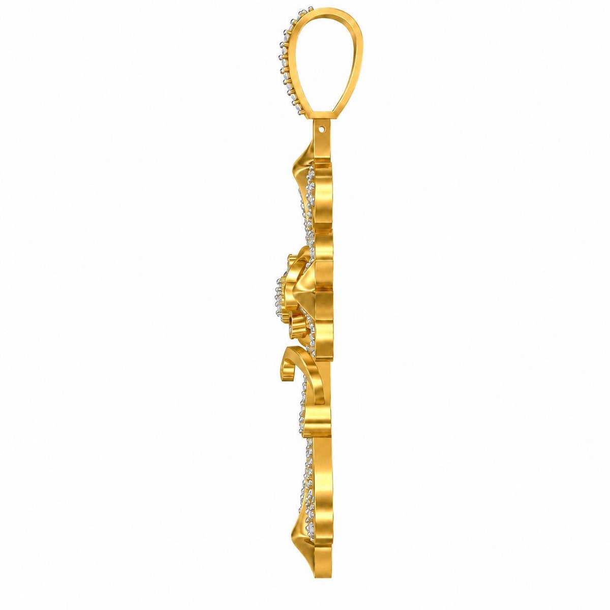 Ornate Baguette Halo Cross Pendant, view 4