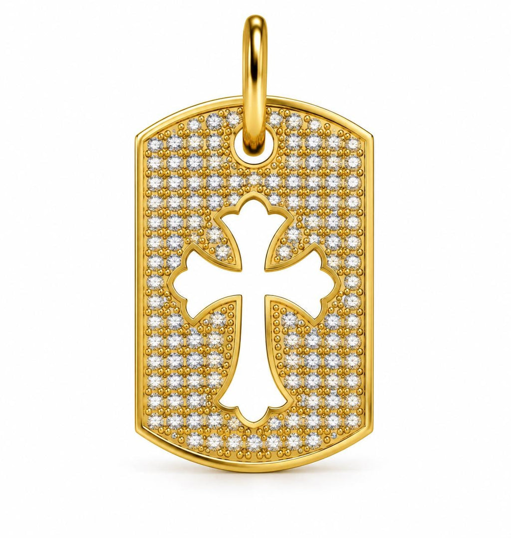 Cross Cutout Dog Tag Pendant, view 2