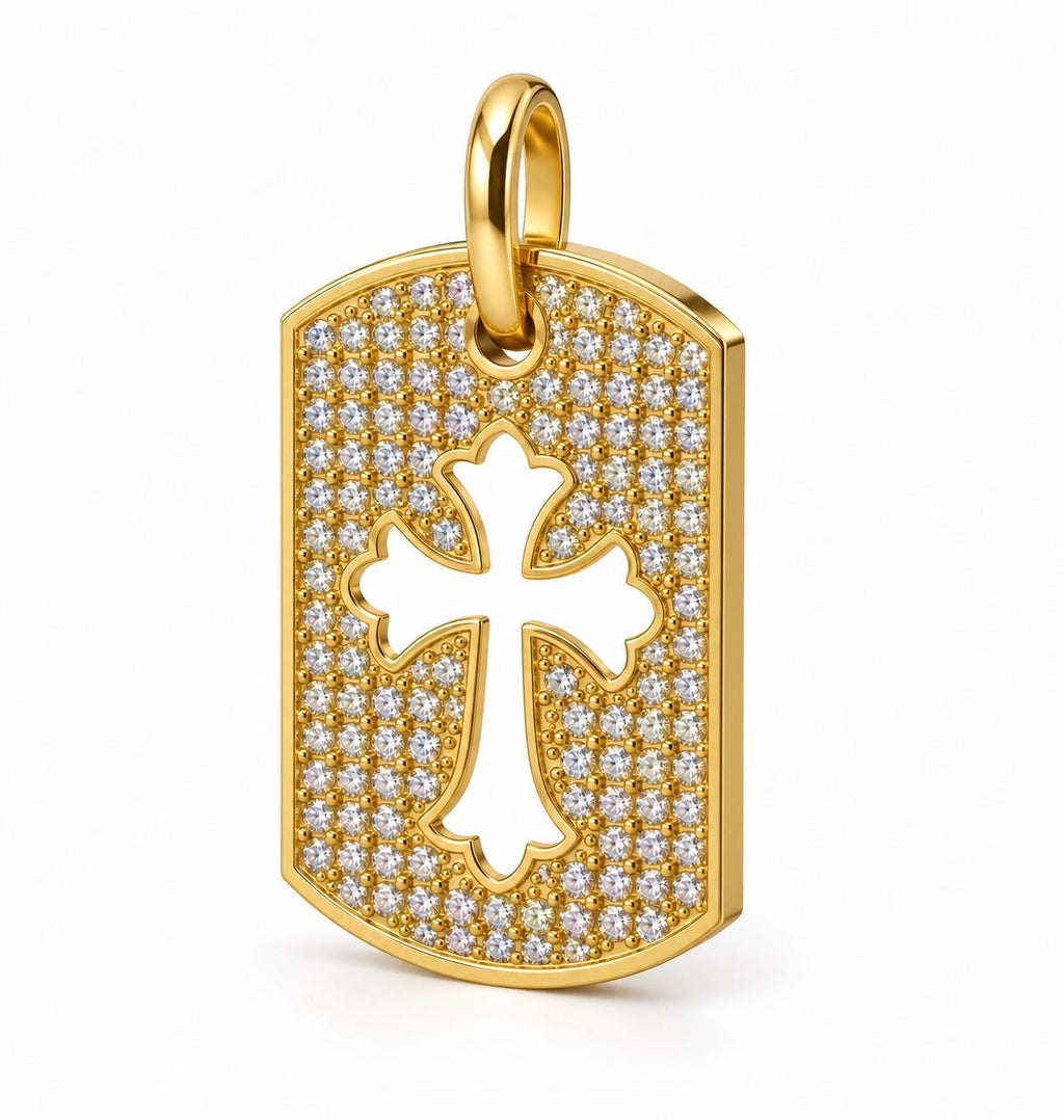 Cross Cutout Dog Tag Pendant, view 3