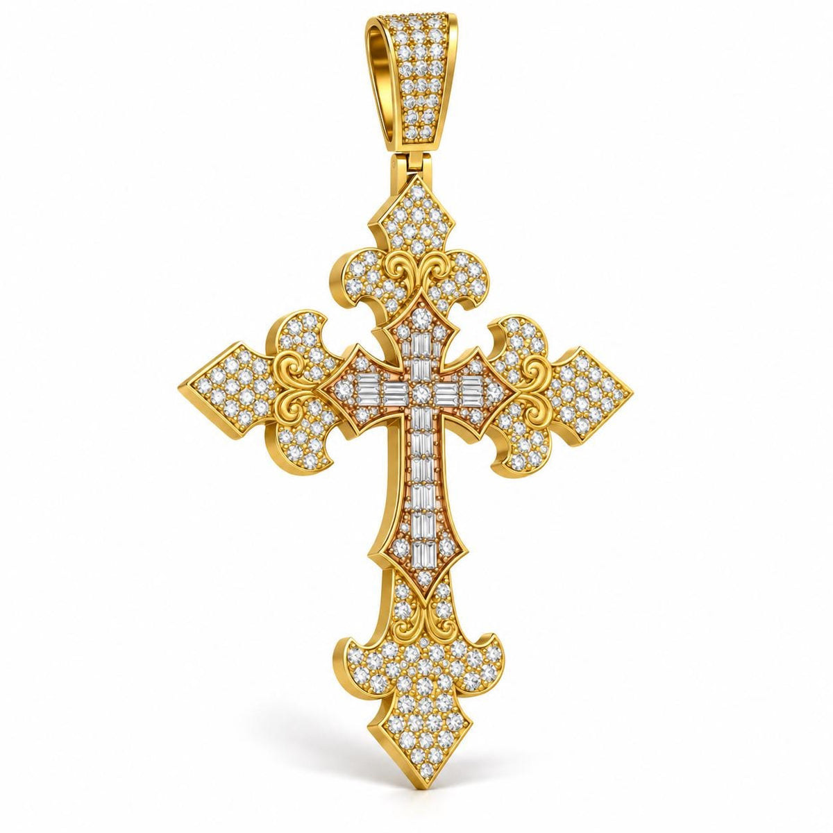 Layered Baguette Cross Pendant, view 1