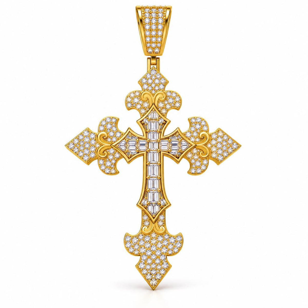 Layered Baguette Cross Pendant, view 2