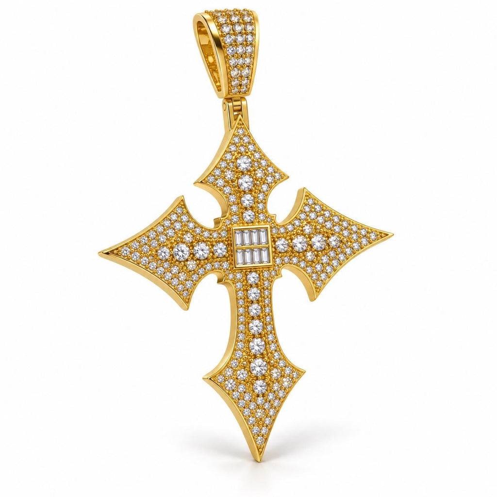 Pointed Baguette Cross Pendant, view 1