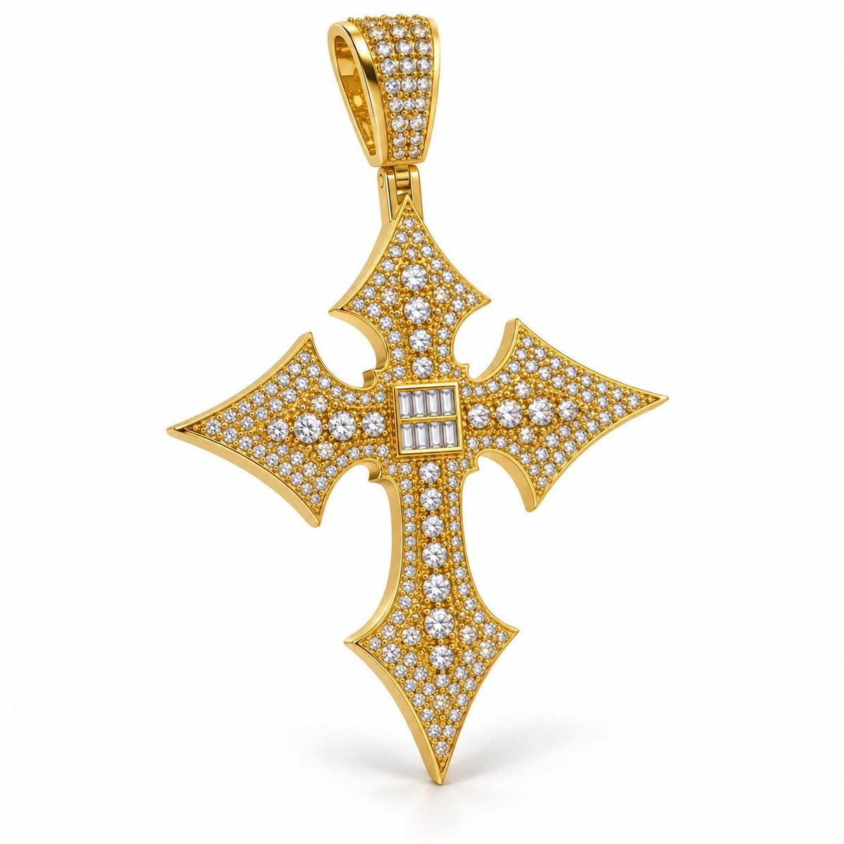 Pointed Baguette Cross Pendant, view 1