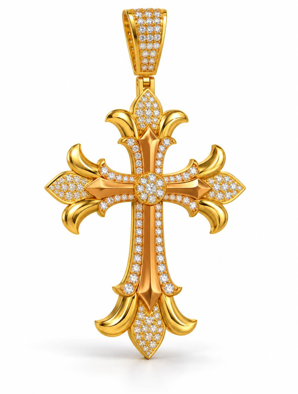 Fleur Scroll Cross Pendant, view 1