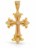 Fleur Scroll Cross Pendant, view 1