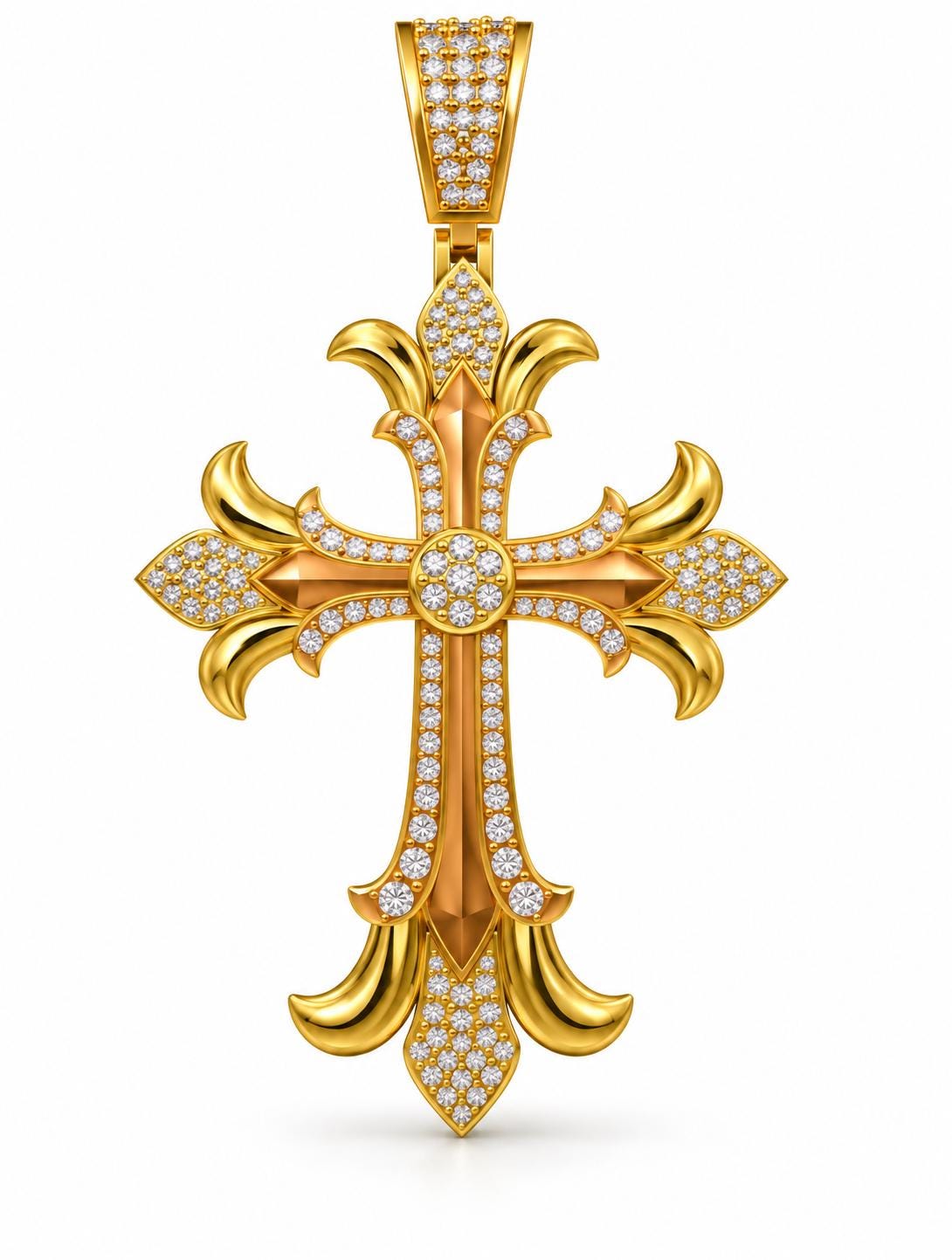 Fleur Scroll Cross Pendant, view 2
