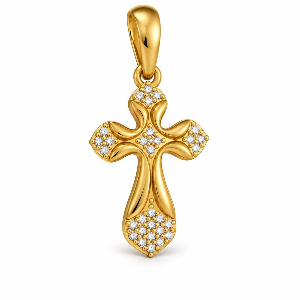 Small Sculpted Cross Pendant, view 1