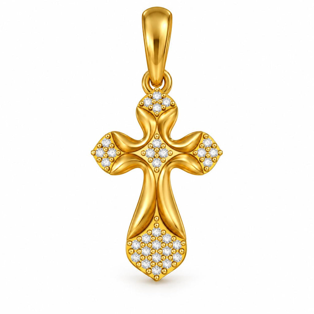 Small Sculpted Cross Pendant, view 2