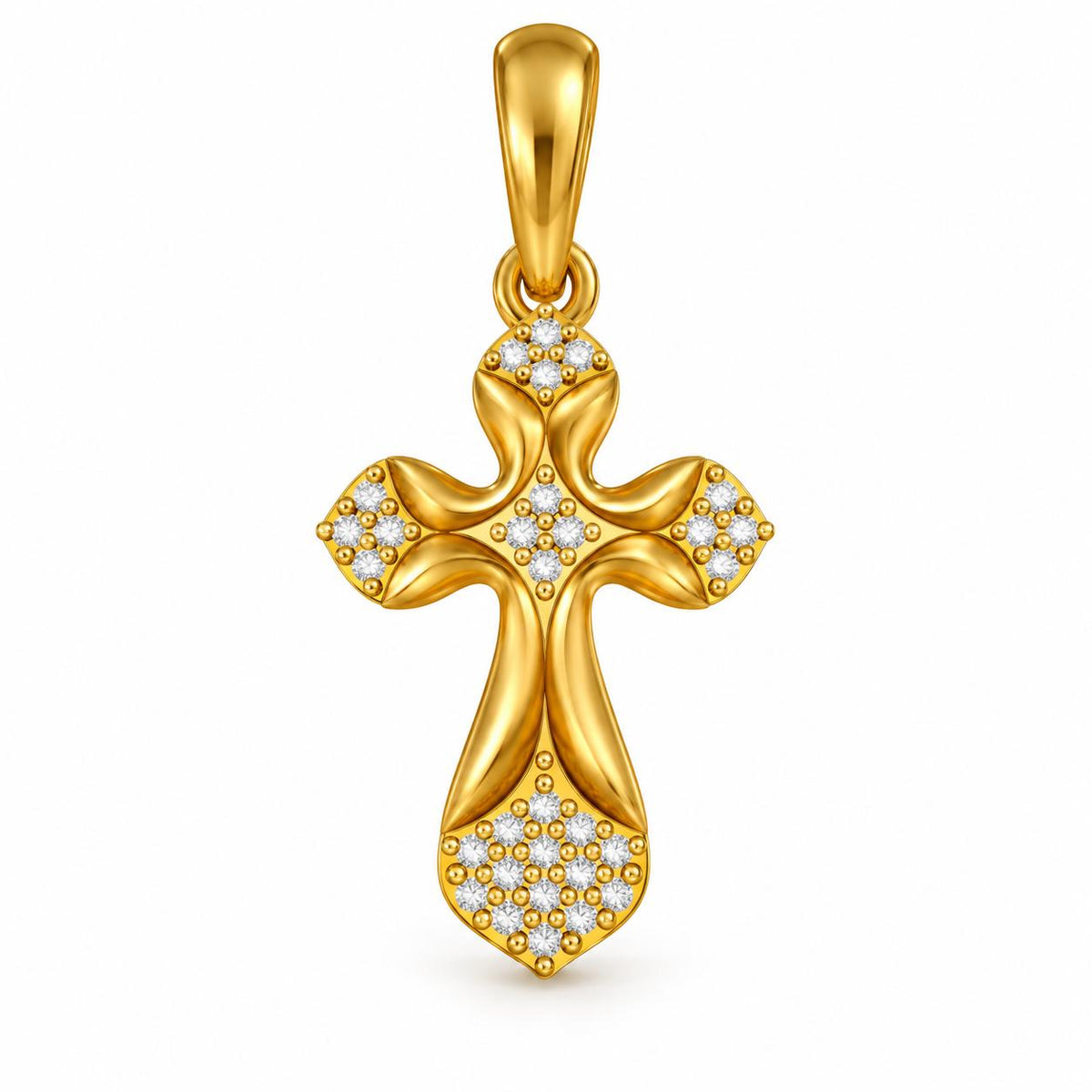 Small Sculpted Cross Pendant, view 2