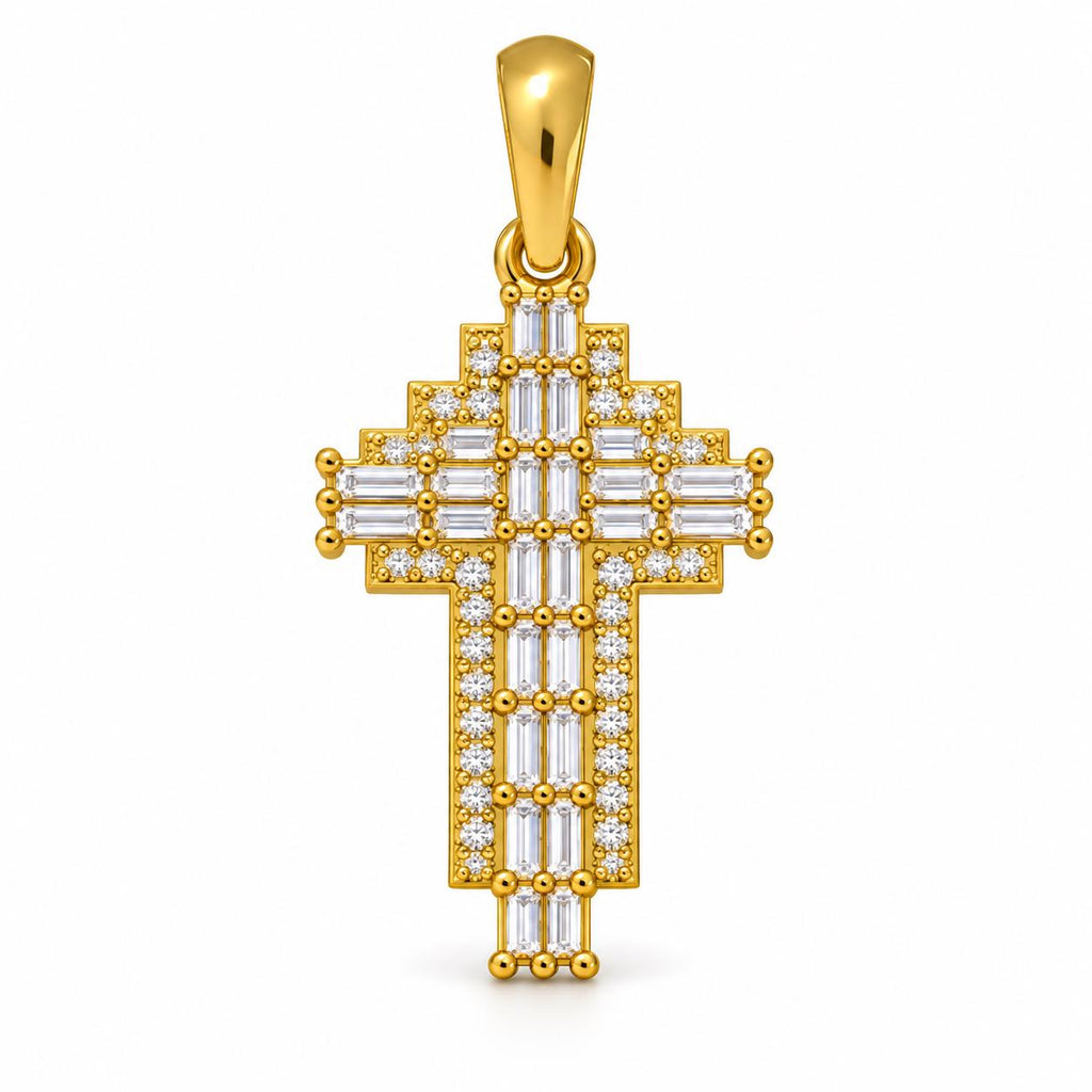 Small Baguette Cross Pendant, view 2