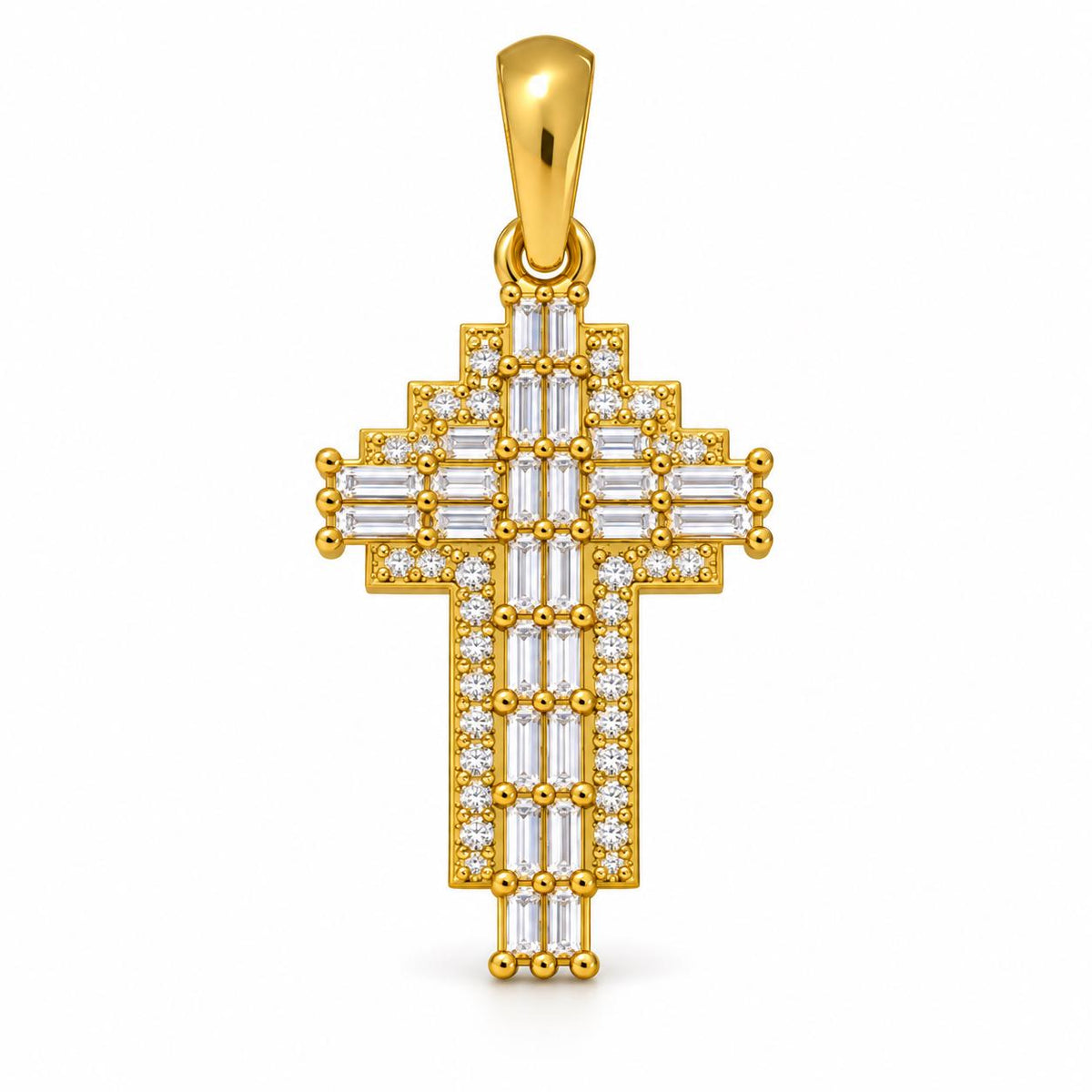 Small Baguette Cross Pendant, view 2