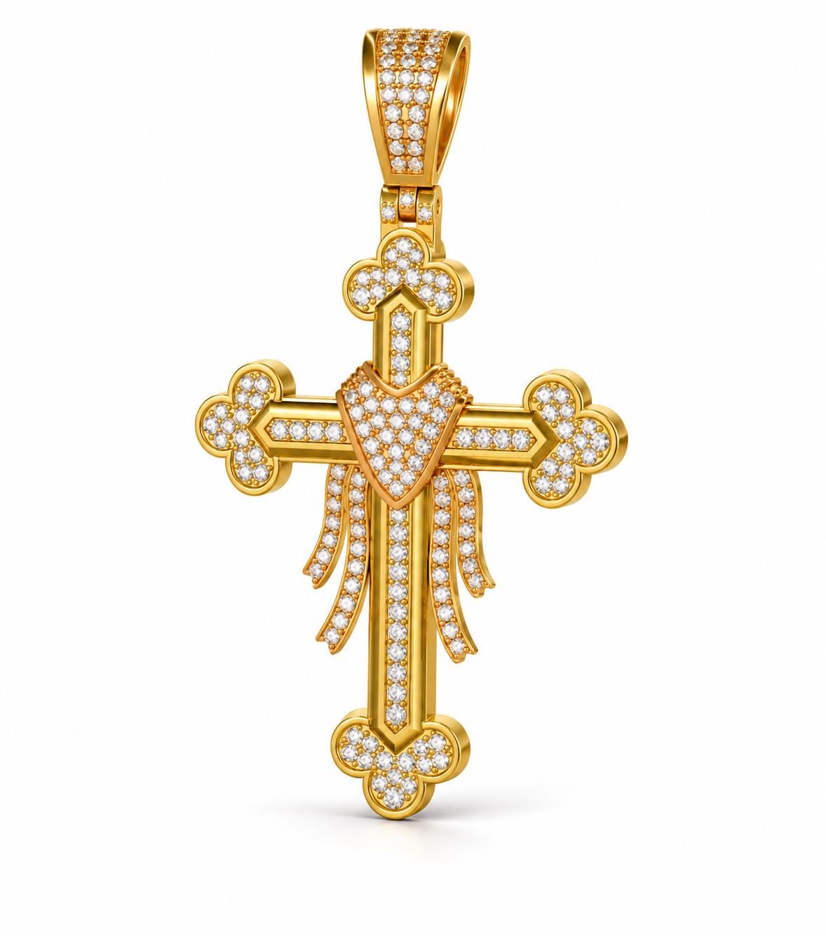 Trefoil Shield Cross Pendant, view 1