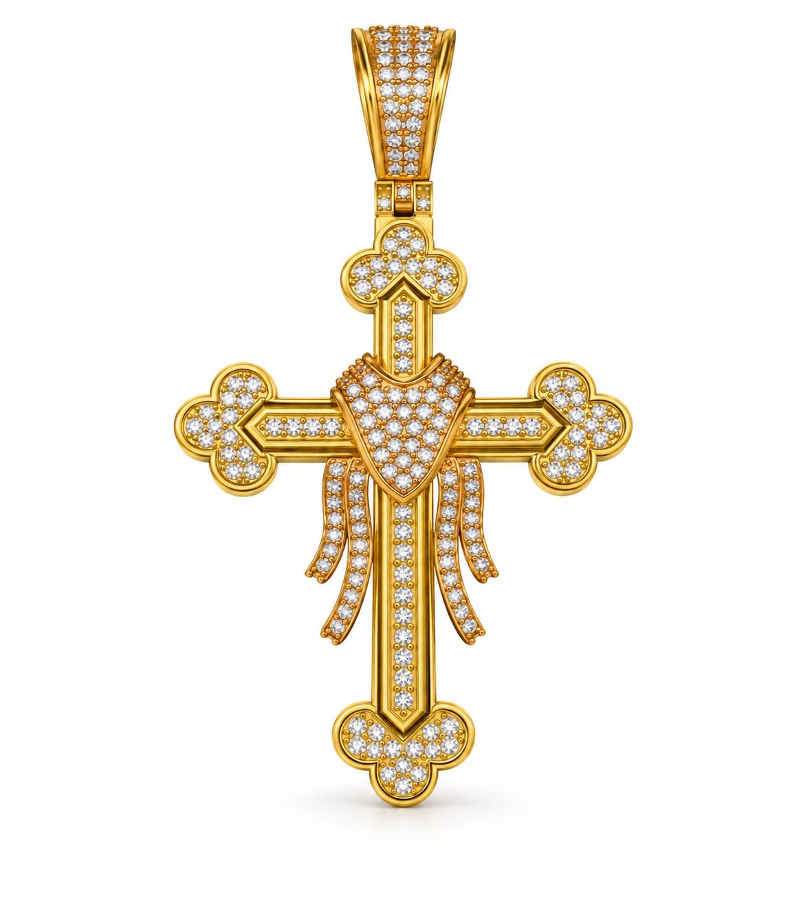 Trefoil Shield Cross Pendant, view 2