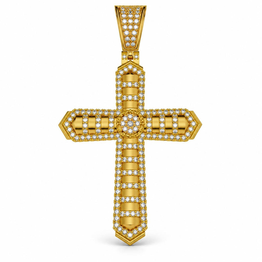 Pointed Banded Cross Pendant, view 2