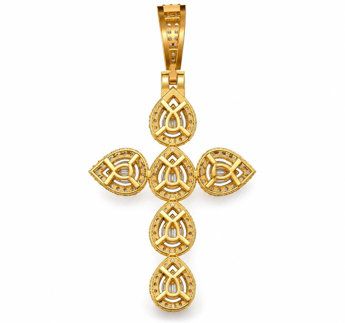 Pear Halo Cross Pendant, view 3
