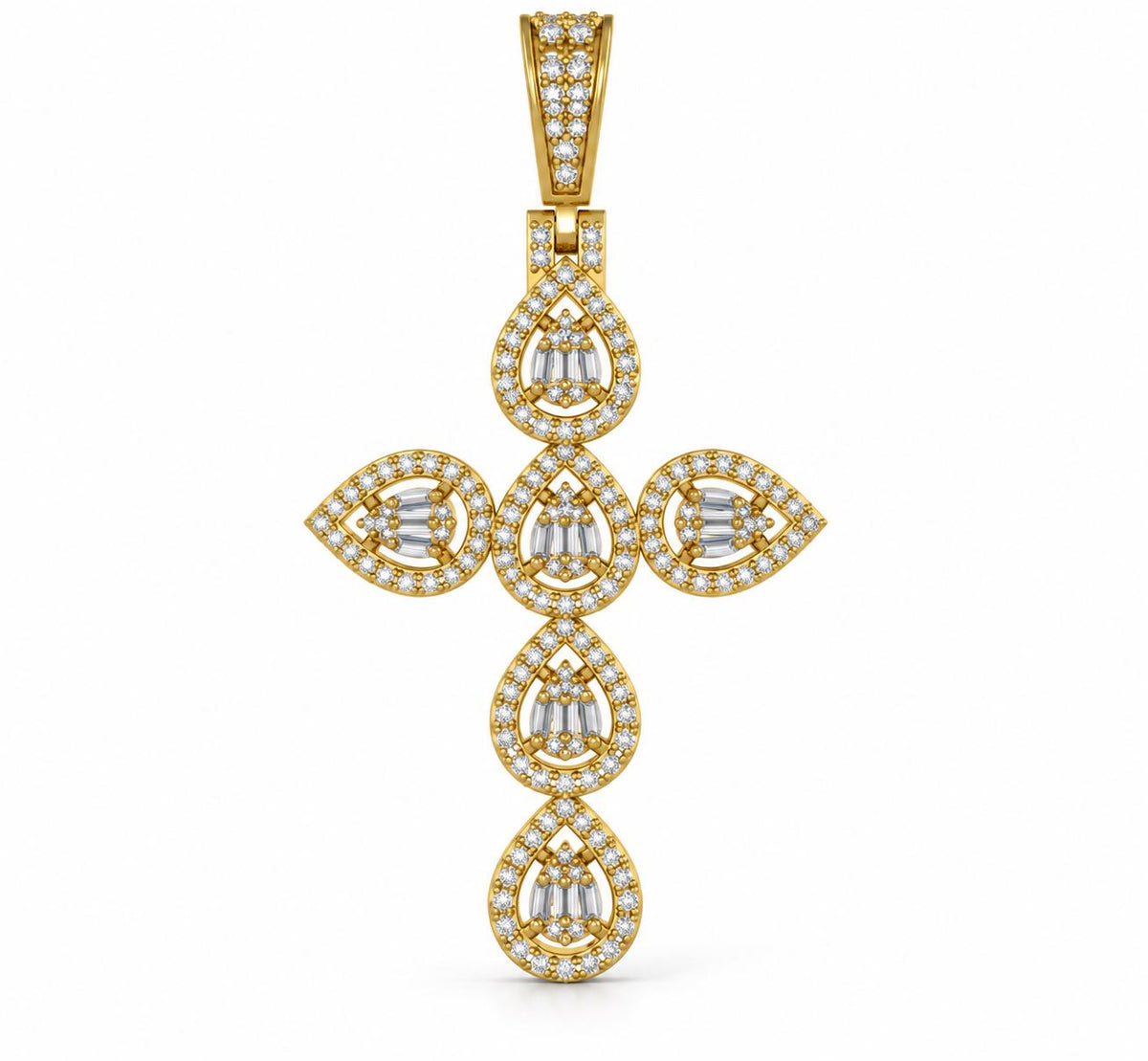 Pear Halo Cross Pendant, view 2