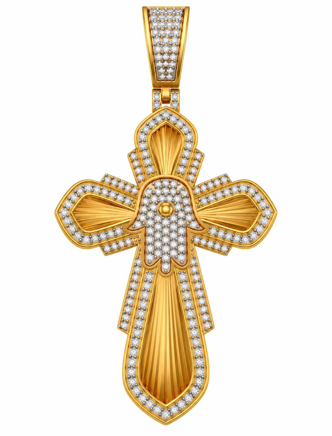 Hamsa Cross Pendant, view 2
