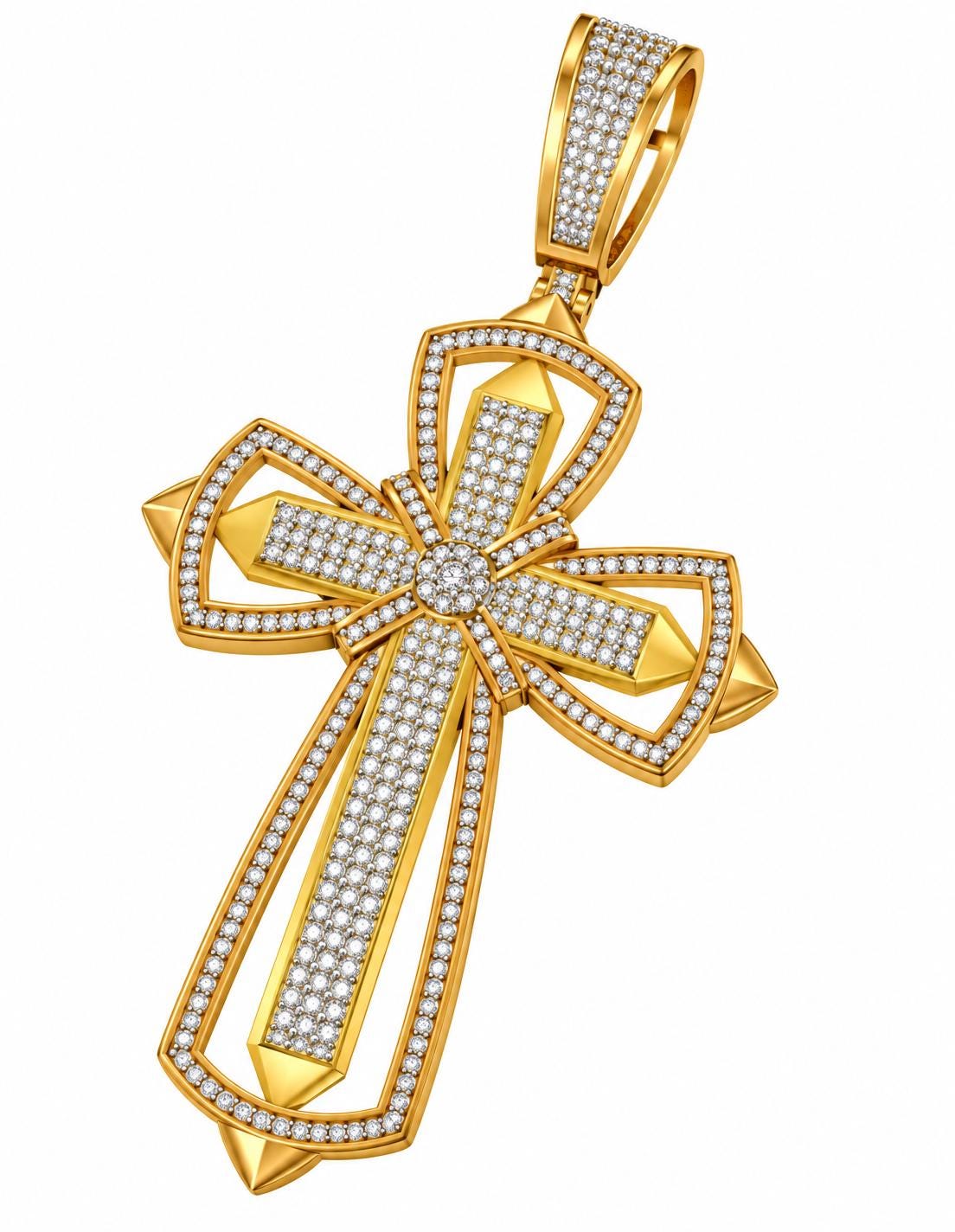 Open Outline Cross Pendant, view 1