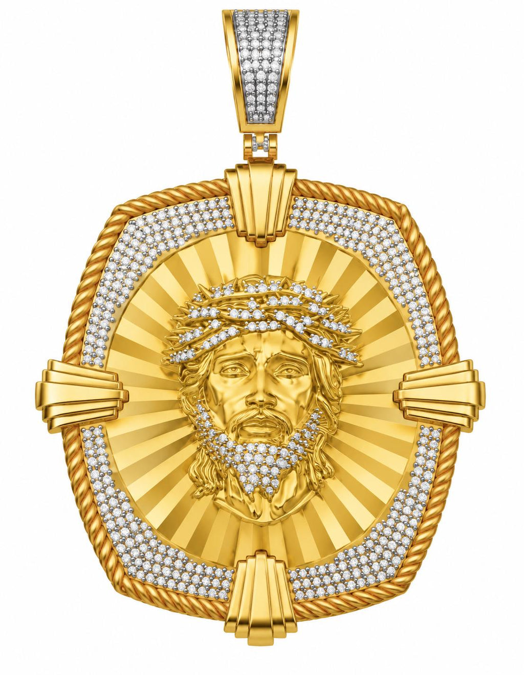 Jesus Sunburst Medallion Pendant, view 2