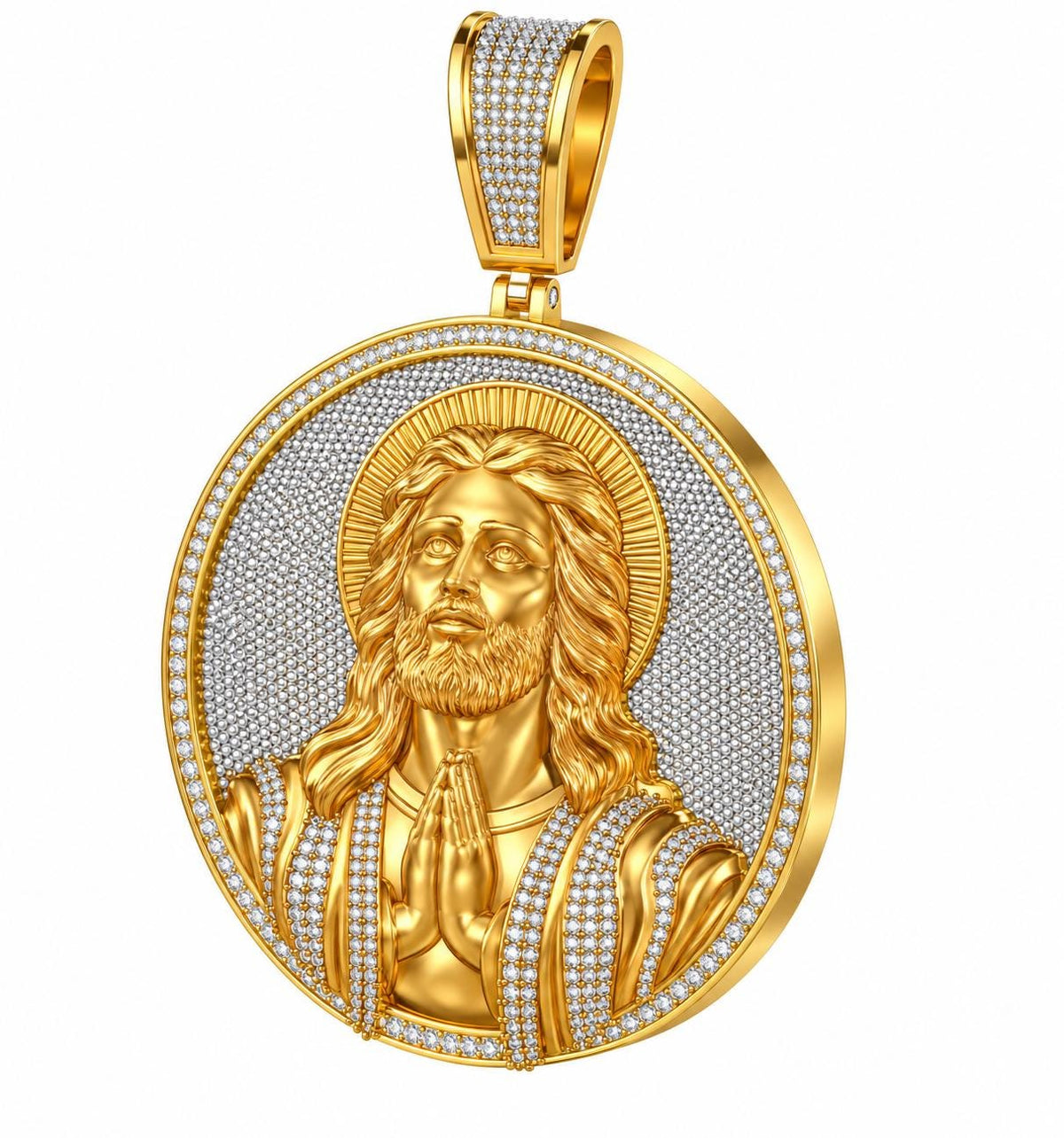 Praying Jesus Medallion Pendant, view 1