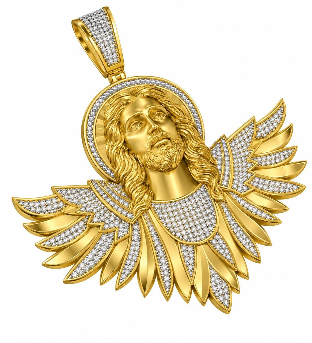 Winged Jesus Bust Pendant, view 1